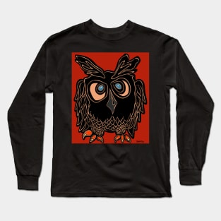 Black owl drawing Long Sleeve T-Shirt